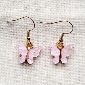 Small Pink Butterfly Earring | Fish Hook